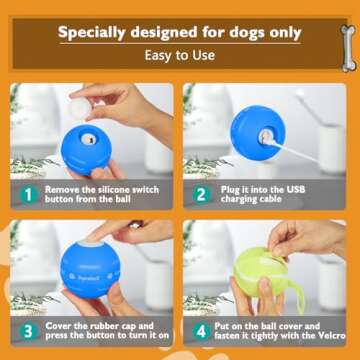 PetDroid Interactive Dog Toys Dog Ball,[2025 Newly Upgraded] Durable Motion Activated Automatic Rolling Ball Toys for/Small/Medium/Large Dogs,USB Rechargeable (Blue)