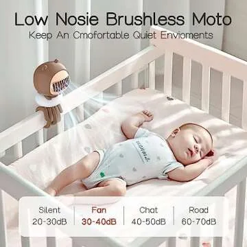 KinYiLO Cute Stroller Fan Clip On for Baby, Portable Baby Stroller Fans Bladeless, 4 Speeds Auto Oscillating, 4000mAh Rechargeable Battery Powered, Flexible Tripod Small Cooling Fan for Crib/Car seat