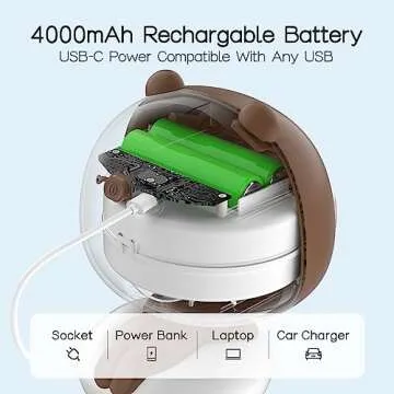 KinYiLO Cute Stroller Fan Clip On for Baby, Portable Baby Stroller Fans Bladeless, 4 Speeds Auto Oscillating, 4000mAh Rechargeable Battery Powered, Flexible Tripod Small Cooling Fan for Crib/Car seat