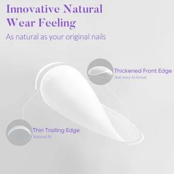 Short Almond Nail Tips 504Pcs, Jofay Fashion Pre-shaped & Etched Acrylic Fake Nails Full Cover Almond Clear Gel Nail Tips Full Matte False Nails Press On Nails for Nail Extensions DIY Salon 19 Sizes