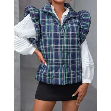 Stylish Tankaneo Women's Plaid Puffer Vest for Winter