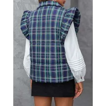 Stylish Tankaneo Women's Plaid Puffer Vest for Winter