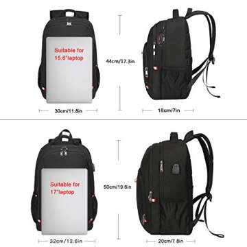 Della Gao Laptop Backpack, Business Travel Backpack with USB Charging Slit for Men Womens, Anti Theft Water Resistant Computer Backpack Fits 15 Inch Laptop and Notebook, Black