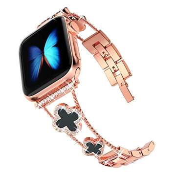 Luxurious Rose Gold Diamond Slim Apple Watch Band for Women 38mm 40mm 44mm