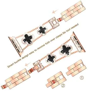 Luxury Rose Gold Diamond Apple Watch Band for Women