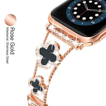 Luxury Rose Gold Diamond Apple Watch Band for Women
