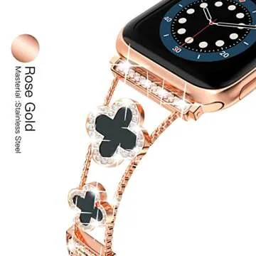 Luxury Rose Gold Diamond Apple Watch Band for Women