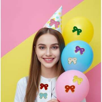 Unique 8 PCS Pink Bow Chenille Self Adhesive Patches