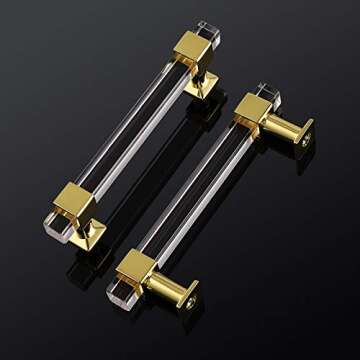 Mengico 15 Pack Cabinet Pulls 4 Inch Kitchen Cabinet Handles Gold Modern Drawer Pulls Acrylic Cabine...