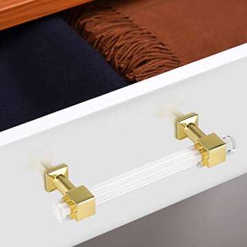 Mengico 15 Pack Cabinet Pulls 4 Inch Kitchen Cabinet Handles Gold Modern Drawer Pulls Acrylic Cabinet Hardware for Bathroom