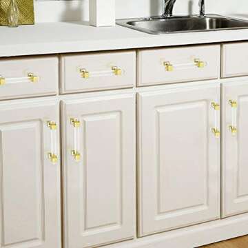Mengico 15 Pack Cabinet Pulls 4 Inch Kitchen Cabinet Handles Gold Modern Drawer Pulls Acrylic Cabinet Hardware for Bathroom