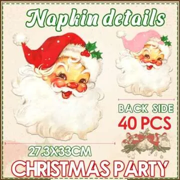 Merry Christmas Napkins,40pcs Red and Pink Christmas Napkins Decoration 2023 Christmas Santa Claus Paper Napkins for Xmas Winter Holiday Supplies