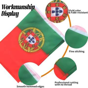 Portugal Flags Portuguese Small String Flag Banner Mini National Country World Flags Pennant Banners For Party Events Classroom Garden Olympics Festival Grand Opening Bar Celebration Decorations