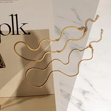 Tewiky 14k Gold Herringbone Necklace Set for Women