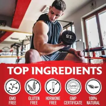 78,000mg Testosterone Booster for Men, Max Purity 95% Testosterone Supplement for Men, Mens Testosterone Booster for More Energy, Strength, Stamina, Endurance, Muscle Growth & Recovery, 60 Days Supply