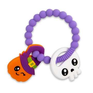 Halloween Baby Pumpkin Teether, Silicone Baby Teething Toys, Girl or Boy Halloween Gifts BPA Free Ch...