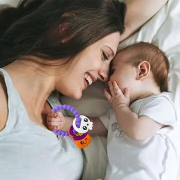 Halloween Baby Pumpkin Teether, Silicone Baby Teething Toys, Girl or Boy Halloween Gifts BPA Free Chew Toys, Nightmare Before Christmas Gifts (2 PCS)