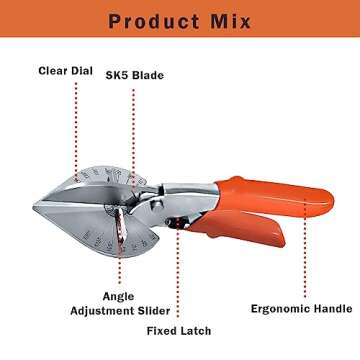 Versatile Multi-Angle Miter Shear Cutter for Precision Cutting: 45-135 Degree Adjustable, Perfect for Soft Wood, Plastic, PVC, Crafts, Molding, Trunking - Easy Use & Quick Accurate Cuts