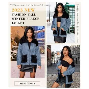 EARKOHA 2024 Winter Color Block Faux Fur Jacket