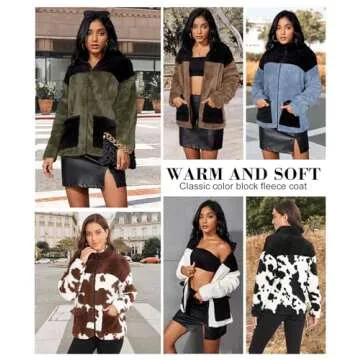 EARKOHA 2024 Winter Color Block Faux Fur Jacket