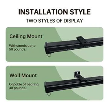 MaKefeile Ceiling Curtain Tracks Ceiling Mounted Heavy-Duty Curtains Rails Room Divider Curtain Track for Living Bedroom Shower Privacy RV Garage Divider Track and Hooks, Black 12ft.