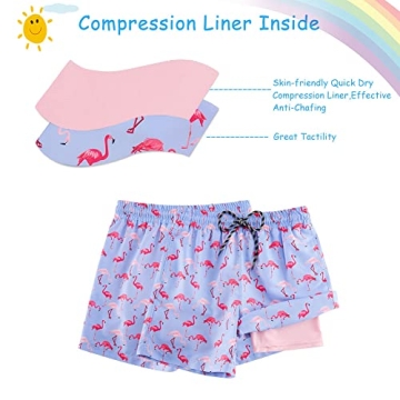 Cozople Teen Boys Swim Trunks Quick-Dry Anti-Chafe Flamingo