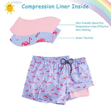 Cozople Teen Boys Swim Trunks Quick-Dry Anti-Chafe Flamingo