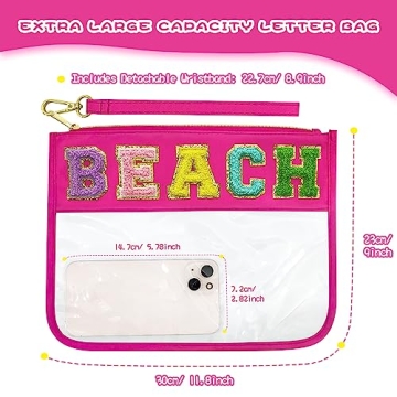 LSxia Chenille Letter Waterproof Makeup Pouch for Travel