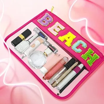 LSxia Chenille Letter Waterproof Makeup Pouch for Travel