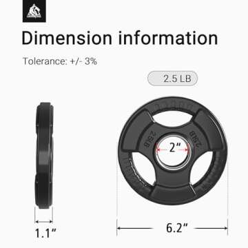 LIONSCOOL 2-Inch Rubber Coated Olympic Grip Plate in Pairs or Single for Strength Training, Weightlifting and Bodybuilding, 2.5-45LBS, One Year Warranty (2.5LB PAIR)