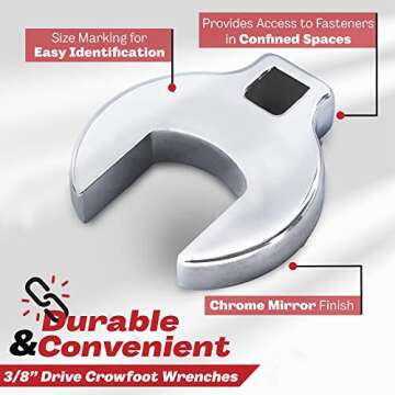 Crows Foot Wrench Set (Metric) Easily Access Hard-To-Reach Areas, Ideal for Tight Spaces, Great for ...