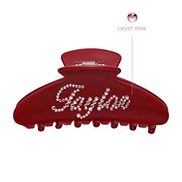 Women Wife Mom Daughter Birthday Gifts Custom Personalized Colorful Rhinestone Hair Clips Valentine's Day Gifts 3.8inch