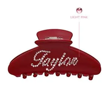 Women Wife Mom Daughter Birthday Gifts Custom Personalized Colorful Rhinestone Hair Clips Valentine's Day Gifts 3.8inch