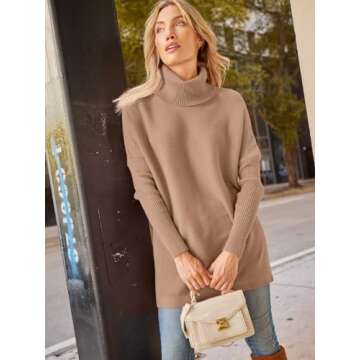 LILLUSORY Oversized Turtleneck Pullover Sweaters Womens 2024 Long Tunic Sweater Winter Trendy Casual...