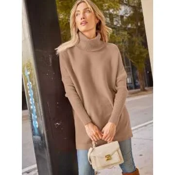 LILLUSORY Oversized Turtleneck Pullover Sweaters Womens 2024 Long Tunic Sweater Winter Trendy Casual...
