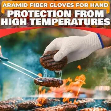 Heat Resistant Gloves for Grilling - Oven Gloves with Fingers 932°F BBQ Gloves Heat Resistant Heat Gloves for Cooking Oven Mitts with Fingers - Grill Gloves Heat Proof for Men Heat Proof Gloves