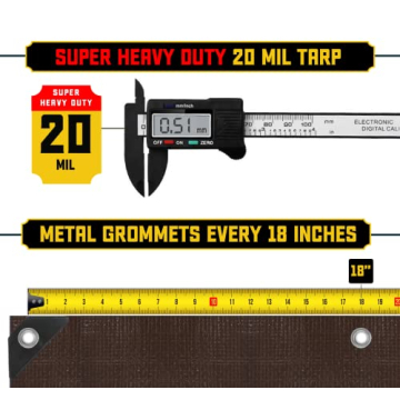 Core Tarps Extreme Heavy Duty 20 Mil Tarp Cover - Waterproof & UV Resistant