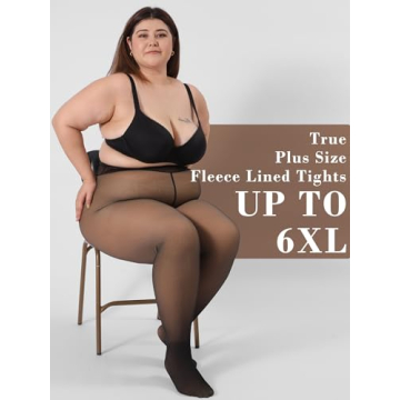 HONENNA Plus Size Fleece Lined Winter Tights for Women
