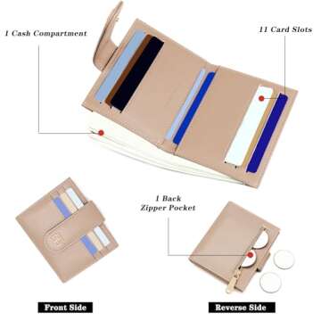 GEEAD Small Wallets for Women Slim Bifold Credit Card Holder Minimalist Zipper Coin Pocket for Fanny Pack