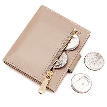 GEEAD Small Wallets for Women Slim Bifold Credit Card Holder Minimalist Zipper Coin Pocket for Fanny Pack