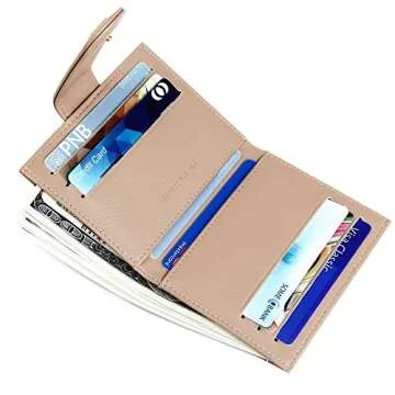 GEEAD Slim Women Wallet Bifold Minimalist Zipper Coin Pocket