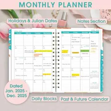 Ymumuda 2025 Planner, 12-Month Daily Weekly Monthly Planner from JAN.2025 to DEC.2025, 8.4" X 6", Spiral Planner Notebook with Stickers, Elastic Closure, Inner Pocket
