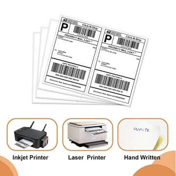Tapsin Round Corner Half Sheet 8.5" x5.5" Mailing Labels Matte Blank White Self Adhesive Shipping Labels for Laser and Ink Jet Printers 200 Labels (100 Sheets)