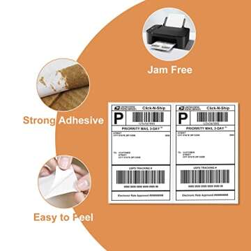Tapsin Round Corner Half Sheet 8.5" x5.5" Mailing Labels Matte Blank White Self Adhesive Shipping Labels for Laser and Ink Jet Printers 200 Labels (100 Sheets)
