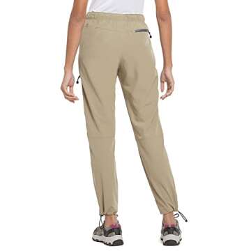 BALEAF Women's Hiking Pants Quick Dry Water Resistant Lightweight Joggers Pant for All Seasons Elastic Waist Suntan Size XL