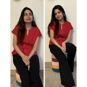 AWULIFFAN Womens V-Neck Peplum Blouse Summer Business Top