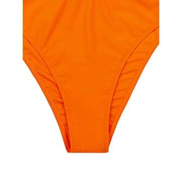 SOLY HUX Women's Halter Triangle Bikini Bathing Suits with Mesh Skirt 4 Piece Swimsuits Orange L