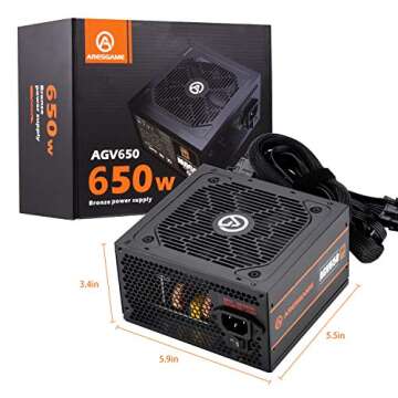 ARESGAME 650W 80+ Bronze Certified Gaming Power Supply