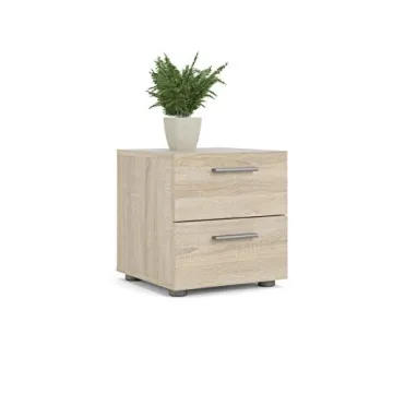 Tvilum 2 Drawer Nightstand for Bedroom with Modern Silver Drawer Handles