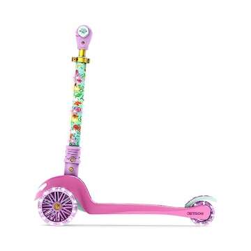 Jetson Disney Princess 3-Wheel Kick Kids Scooter, LED Lights on Stem & Light-Up Wheels, Lightweight Frame, Height-Adjustable Handlebar, Lean-to-Steer System, Easy-Fold Mechanism, Ages 3+, JPRNS2-3KIK